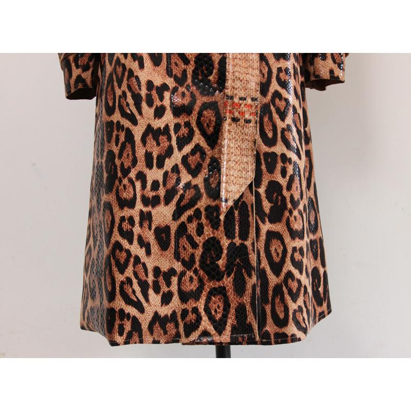 Leopard Print Goods Spring Autumn Snakeskin Long Trench Coat