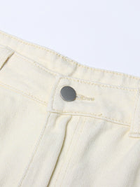 Neutral Blooming Ink Painting Patchwork Trousers for Women - High Waist Autumn Casual Jeans