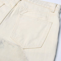Neutral Blooming Ink Painting Patchwork Trousers for Women - High Waist Autumn Casual Jeans
