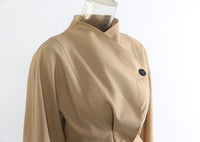 Neutral Winter Tight Waist Slimming Flounce Irregular Asymmetric Cutting Jacket Women