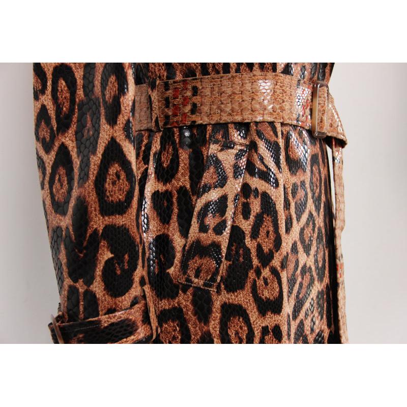 Leopard Print Goods Spring Autumn Snakeskin Long Trench Coat