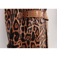 Leopard Print Goods Spring Autumn Snakeskin Long Trench Coat