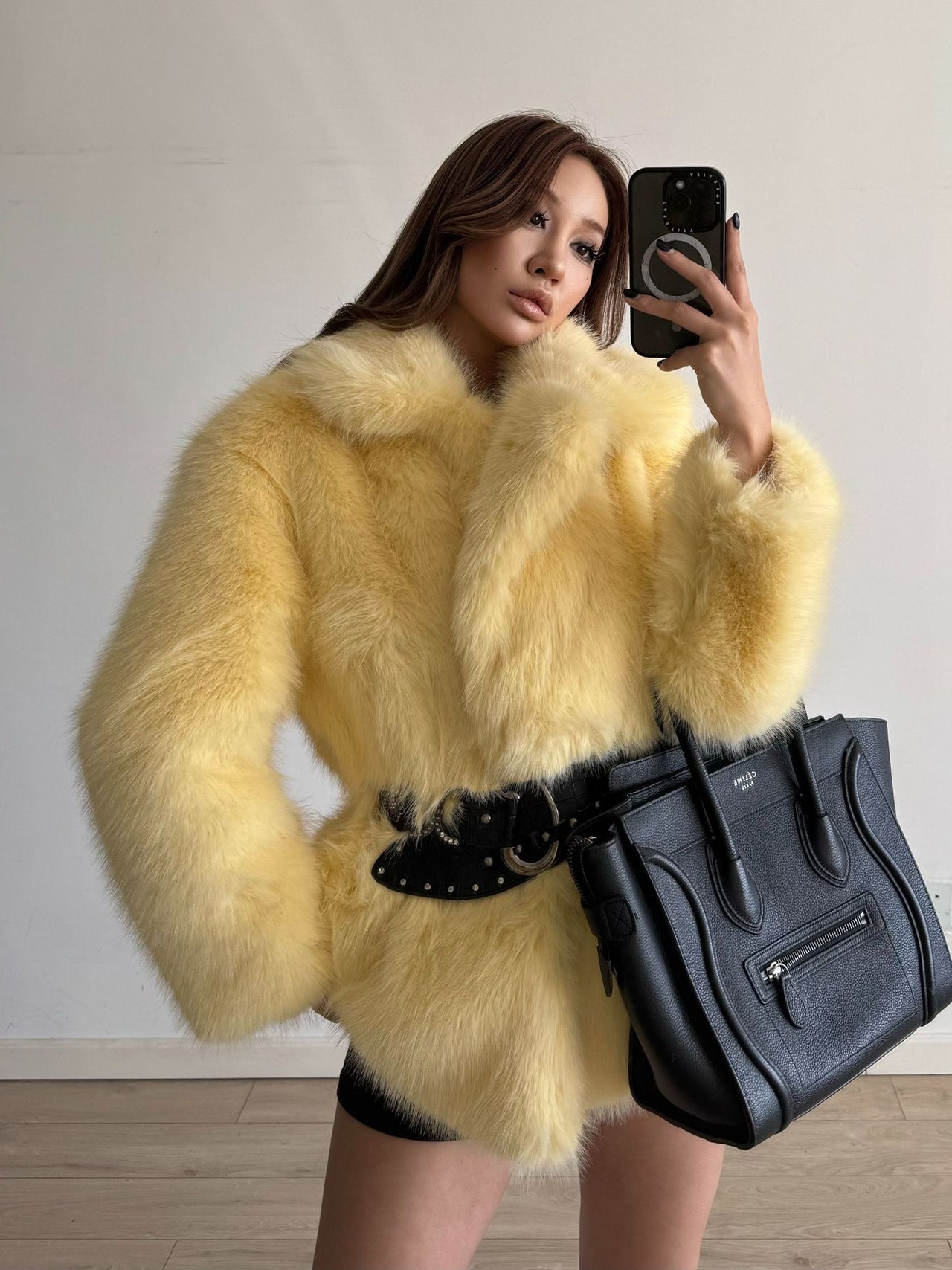 Mid Length Young Fashionable Autumn Winter Warm Faux Fur Coat Women