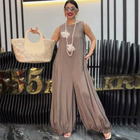 Summer Pleated Wide-Leg Jumpsuit – Women’s Casual Sling Romper - Modestly Vogue
