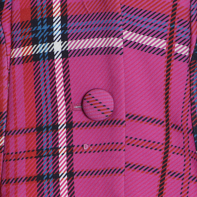 Pastel Backless Plaid Coat for Women - Spring Autumn Single Breasted