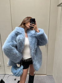 Mid Length Young Fashionable Autumn Winter Warm Faux Fur Coat Women
