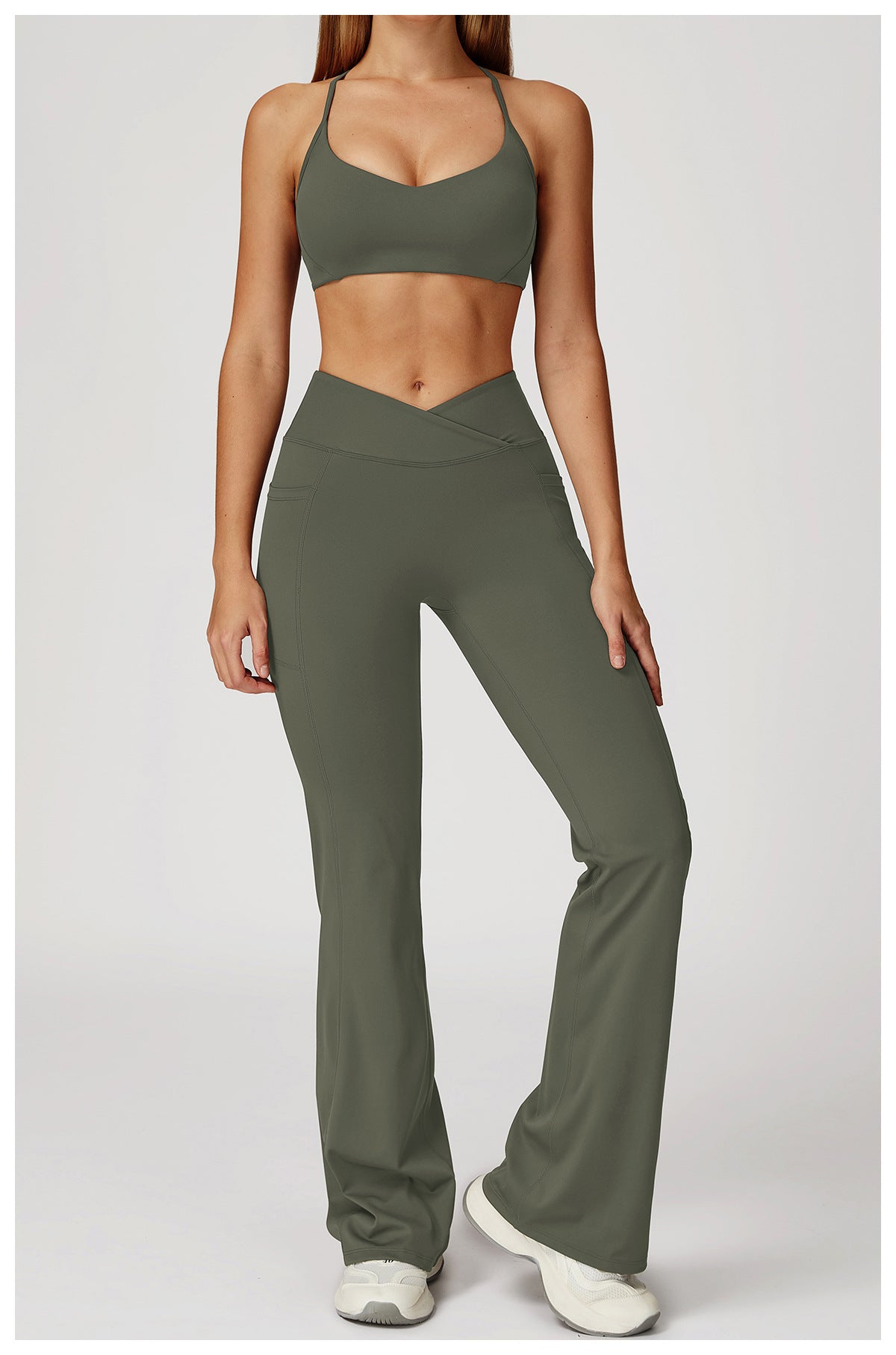 High Waist Cross Waist Wide Leg Bootcut Yoga Leggings Pants