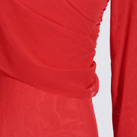 Deep Elegant T-Shirt for Women - Autumn Stand Collar Long Sleeve Mesh Slim Top