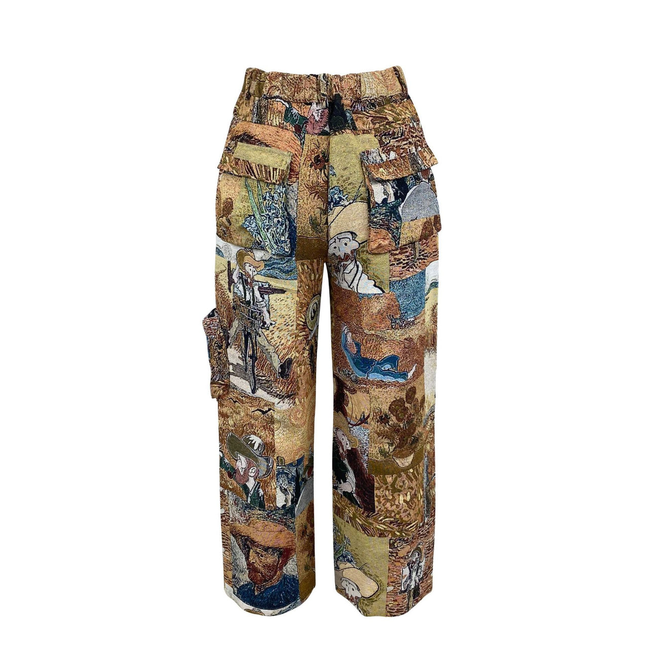 Women’s Jacquard Cargo Pants – Retro Casual Trousers with Pockets - Modestly Vogue