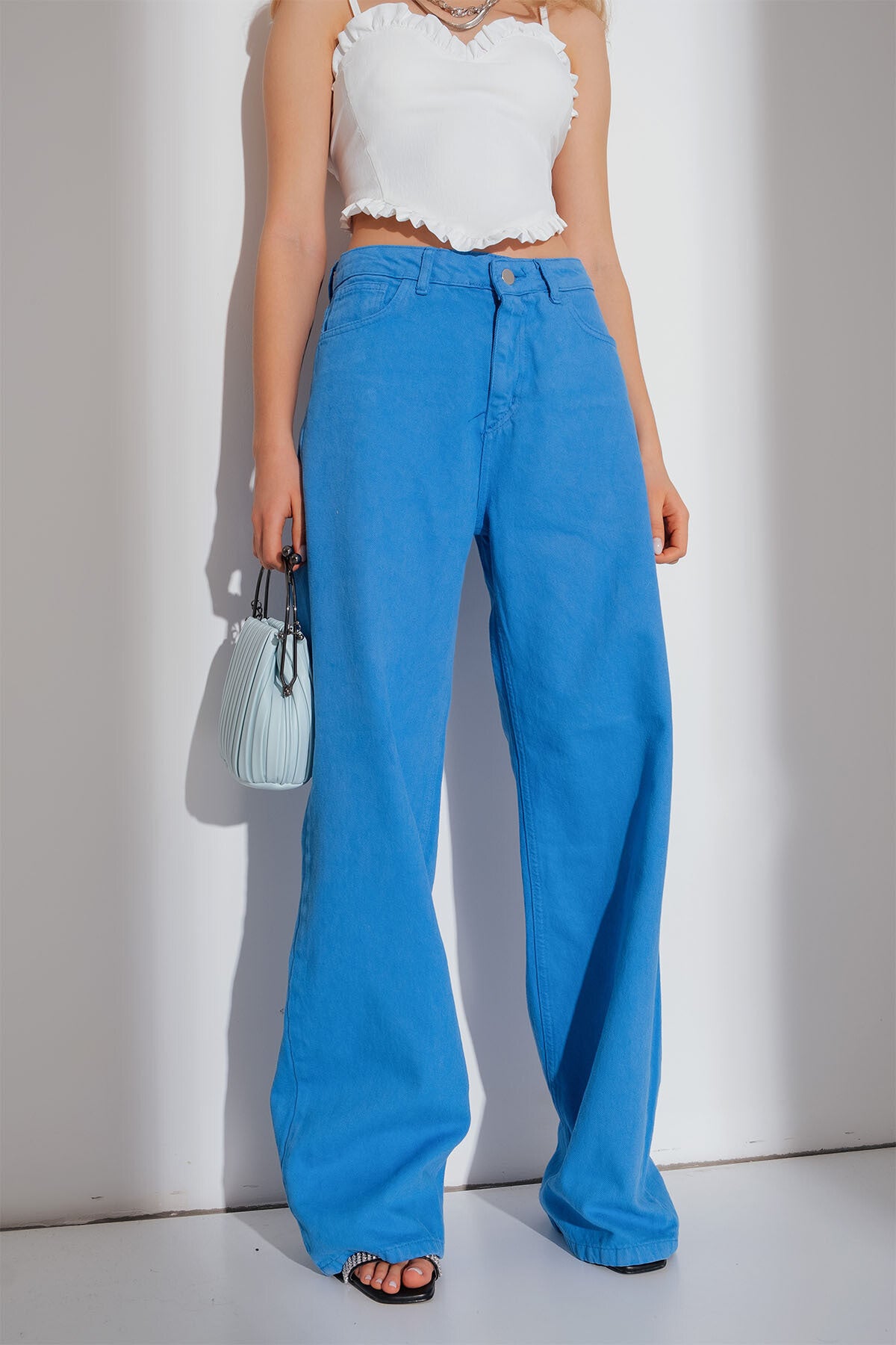 Earthtone Women Multi Color Wide Leg Jeans Street Hipster Solid Color Loose Fitting Denim Trendy