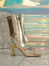 Golden Super High Heel Sandal Boots