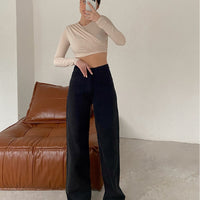 Earthtone Women Multi Color Wide Leg Jeans Street Hipster Solid Color Loose Fitting Denim Trendy