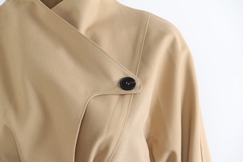 Neutral Winter Tight Waist Slimming Flounce Irregular Asymmetric Cutting Jacket Women