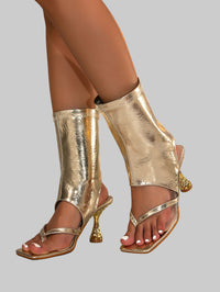Golden Super High Heel Sandal Boots