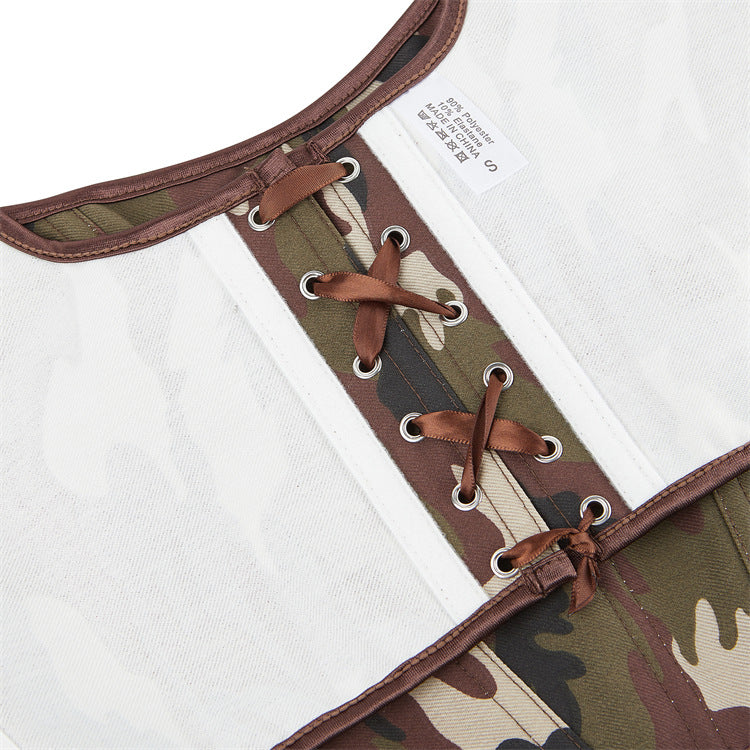 Earthtone Camouflage Adjustable Shoulder Strap Women Tube Top Push up Top