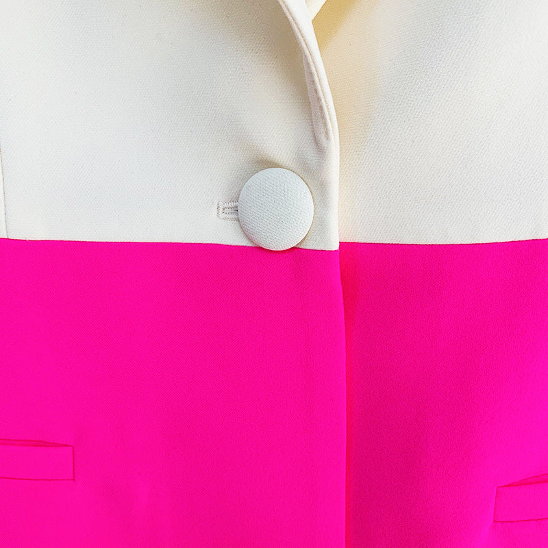 Pastel Business Suit One Button Color Matching Suit Bell-Bottom Pants Suit Two-Piece Suit