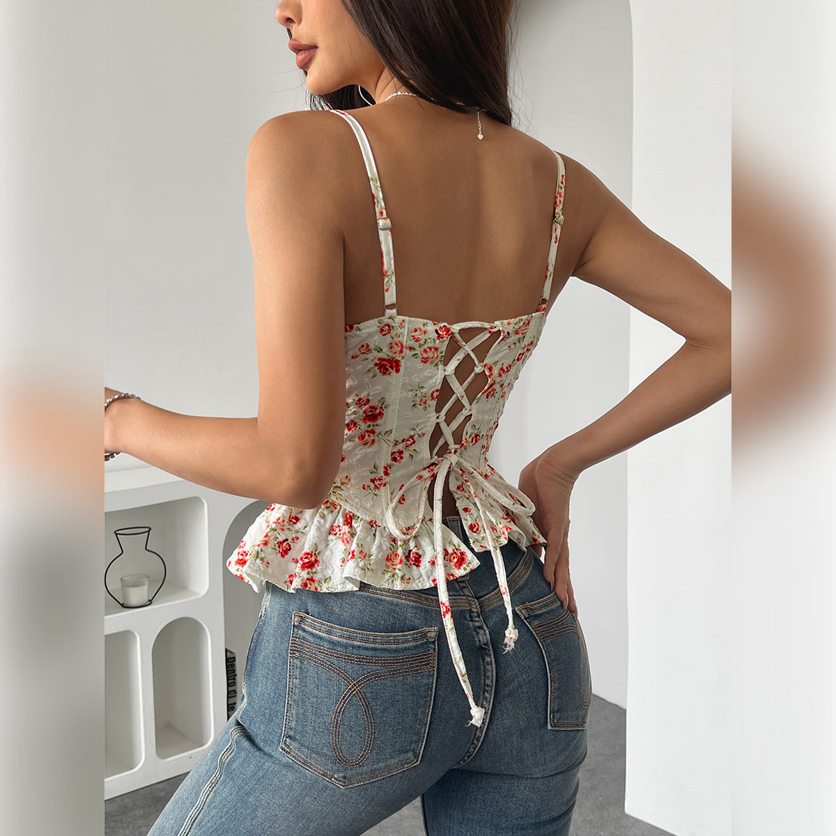 Floral Backless Lace-Up Wrapped Chest Dress – Spring/Summer Essential - Modestly Vogue