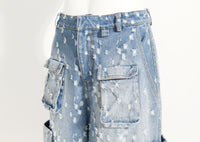 Blue Niche Design Jeans High Waist Loose Hole Trousers