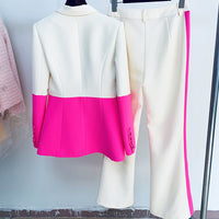 Pastel Business Suit One Button Color Matching Suit Bell-Bottom Pants Suit Two-Piece Suit