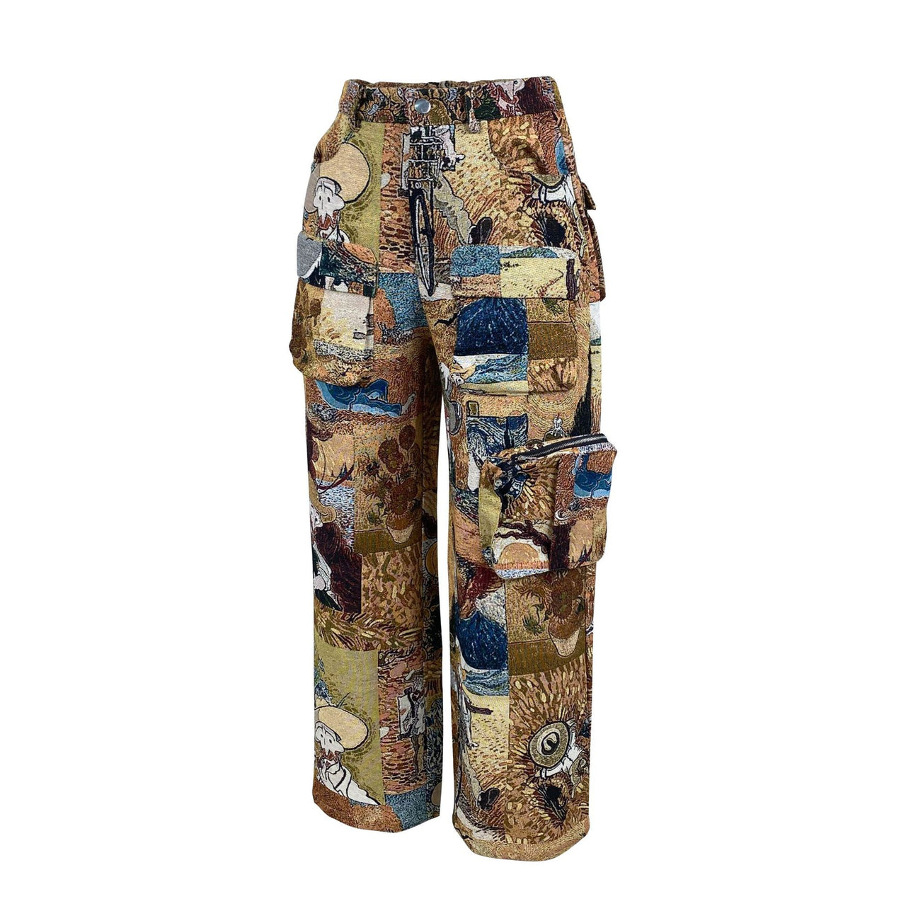 Women’s Jacquard Cargo Pants – Retro Casual Trousers with Pockets - Modestly Vogue