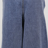 Blue Denim High Waist Ruched Wide Leg Jeans