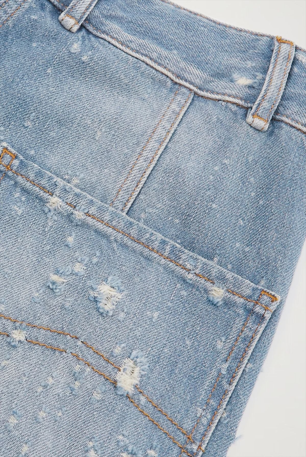 Blue Niche Design Jeans High Waist Loose Hole Trousers