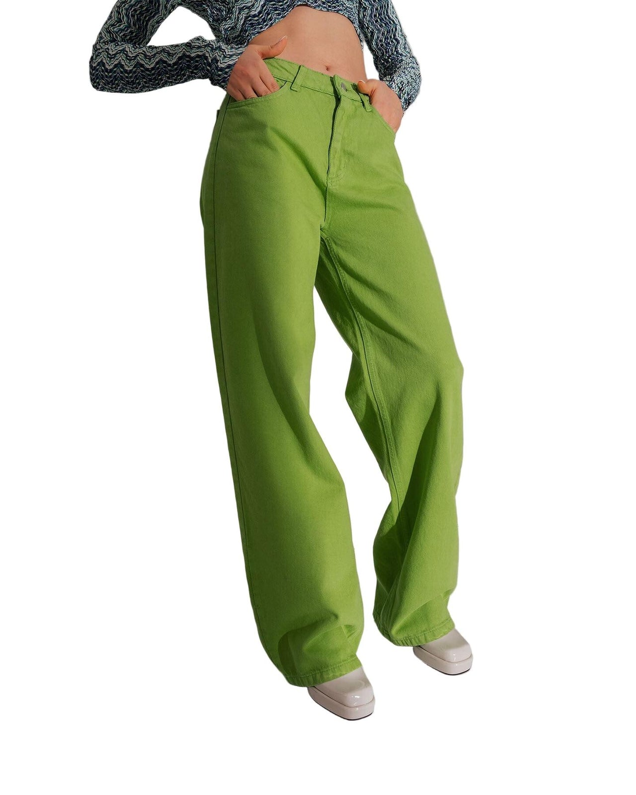 Earthtone Women Multi Color Wide Leg Jeans Street Hipster Solid Color Loose Fitting Denim Trendy