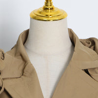 Neutral Elegant High Grade Windbreaker for Women Long Sleeve Slim-Fit Trench Coat - Modestly Vogue