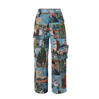 Women’s Jacquard Cargo Pants – Retro Casual Trousers with Pockets - Modestly Vogue