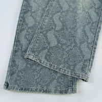 Earthtone Casual Street Snake Print Jeans Women Autumn High Waist Slimming Washed Drooping Straight Pants
