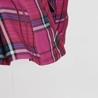 Pastel Backless Plaid Coat for Women - Spring Autumn Single Breasted