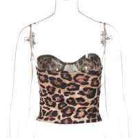 Leopard Print Women Clothing Summer Vest Outdoor Wear Niche Super Short Top
