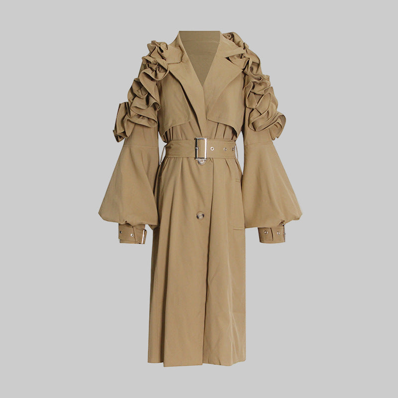 Neutral Elegant High Grade Windbreaker for Women Long Sleeve Slim-Fit Trench Coat - Modestly Vogue