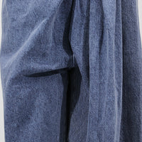 Blue Denim High Waist Ruched Wide Leg Jeans