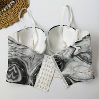 Gradient Printing Slip plus Size Women Summer Ink Painting Backless Lace Vest with Chest Pad Tube Top - Modestly Vogue