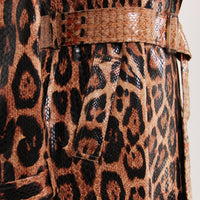 Leopard Print Goods Spring Autumn Snakeskin Long Trench Coat
