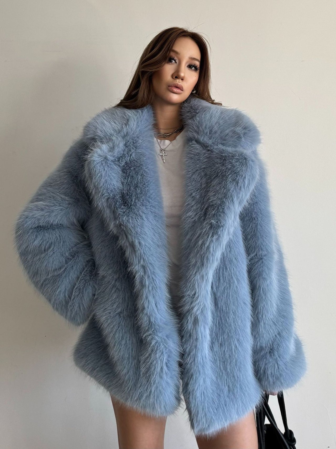 Mid Length Young Fashionable Autumn Winter Warm Faux Fur Coat Women
