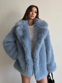 Mid Length Young Fashionable Autumn Winter Warm Faux Fur Coat Women