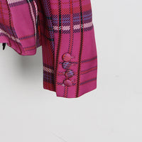 Pastel Backless Plaid Coat for Women - Spring Autumn Single Breasted