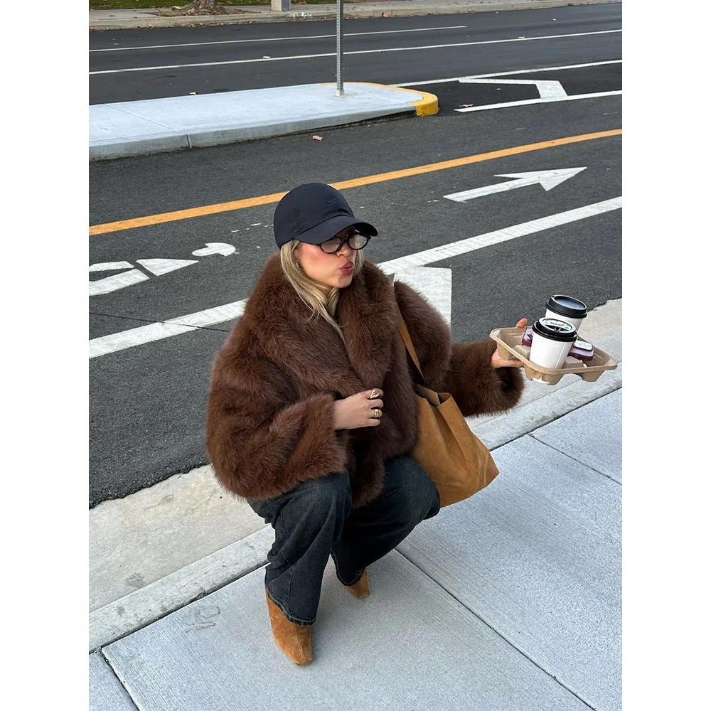 Fox Fur Jacket Women Short Autumn Winter Faux Fur Coat Young All Match Plush Women Clothing