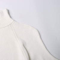 Neutral Elegant Half Turtleneck Sweater - Asymmetric Slim Fit for Women