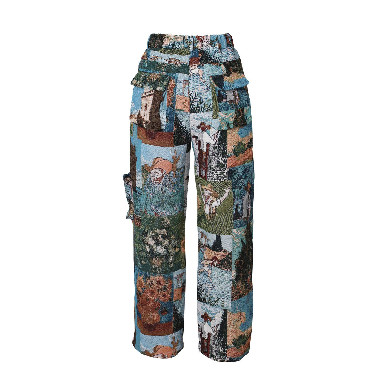 Women’s Jacquard Cargo Pants – Retro Casual Trousers with Pockets - Modestly Vogue