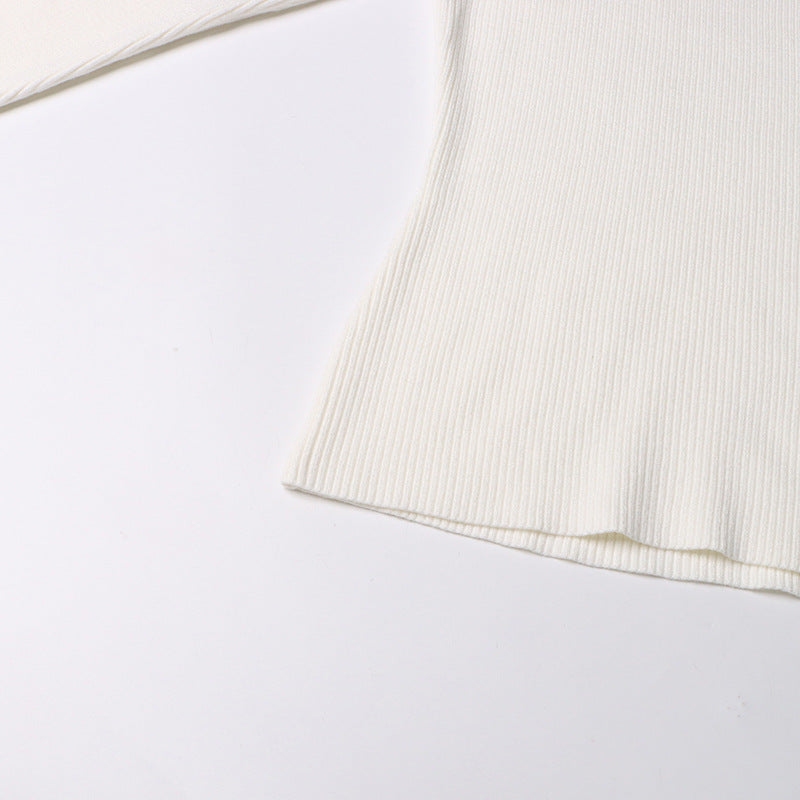 Neutral Elegant Half Turtleneck Sweater - Asymmetric Slim Fit for Women