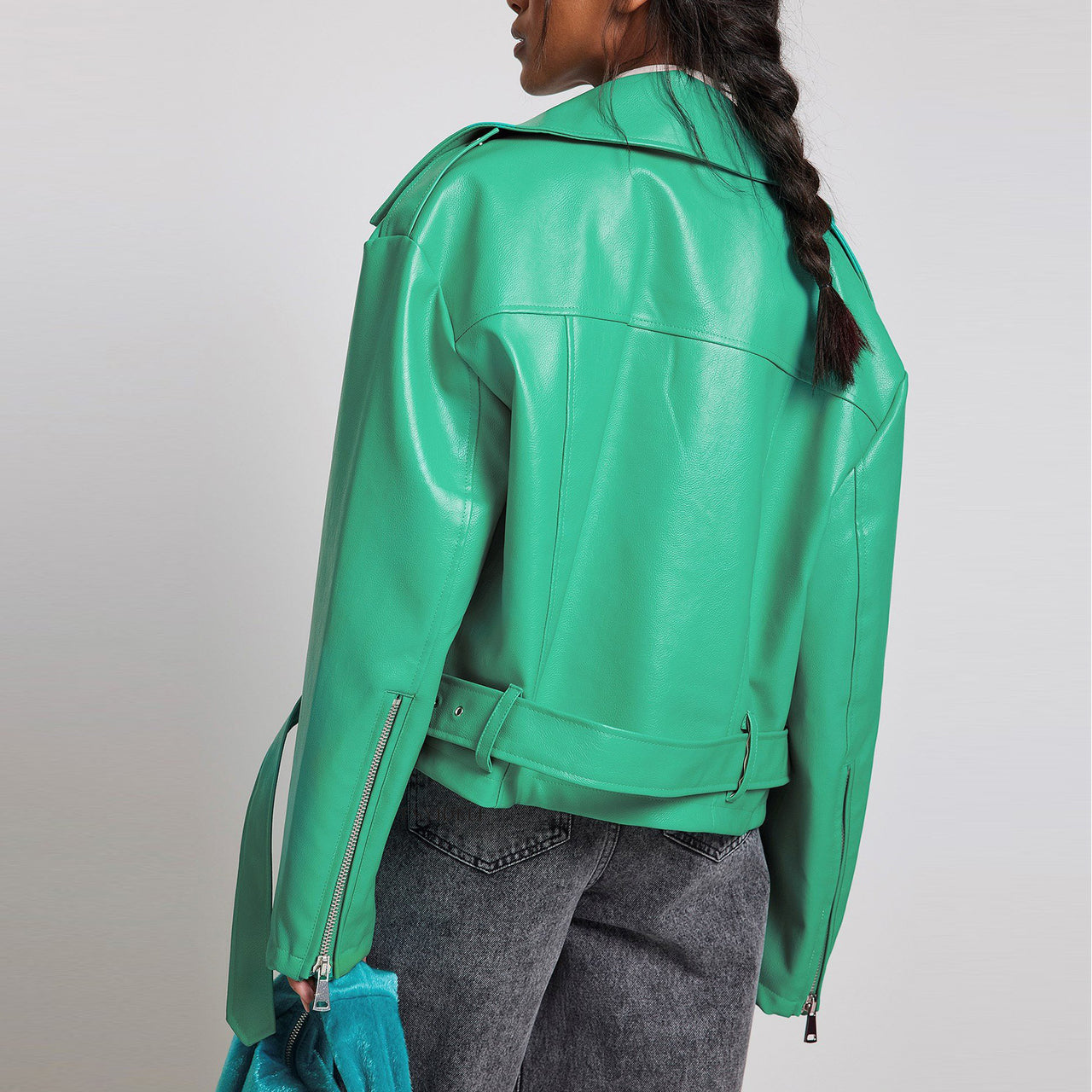 Autumn Winter Leather Coat Women Punk Short Belt Collared Locomotive Jacket Top - Modestly Vogue