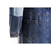 Blue Niche Design Denim Trench Coat for Women Autumn Winter Contrast Color Splicing Coat Women Mid Length Petite Coats Tide