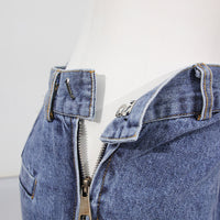 Blue Denim High Waist Ruched Wide Leg Jeans