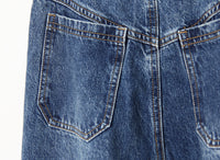 Blue Winter Color Loose Tied Same Design as Designer Personalized Minority Design Feeling Slightly Pull Jeans for Women