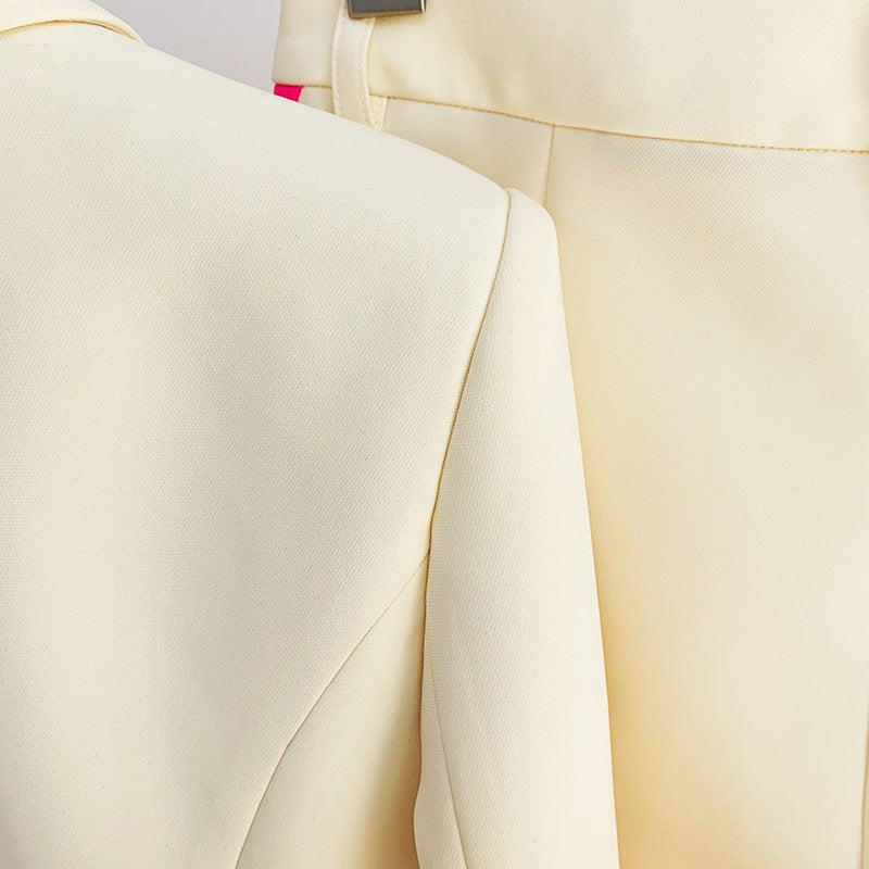 Pastel Business Suit One Button Color Matching Suit Bell-Bottom Pants Suit Two-Piece Suit