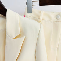 Pastel Business Suit One Button Color Matching Suit Bell-Bottom Pants Suit Two-Piece Suit