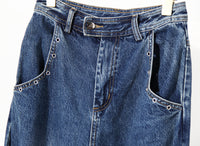 Blue Winter Color Loose Tied Same Design as Designer Personalized Minority Design Feeling Slightly Pull Jeans for Women